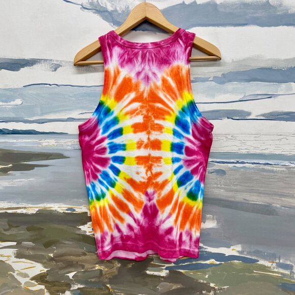 VTG Tie Dye Tank Top XL Womens Tank Top Cotton  XL Tie Dye Tank Top USA MDM XL - Picture 5 of 7